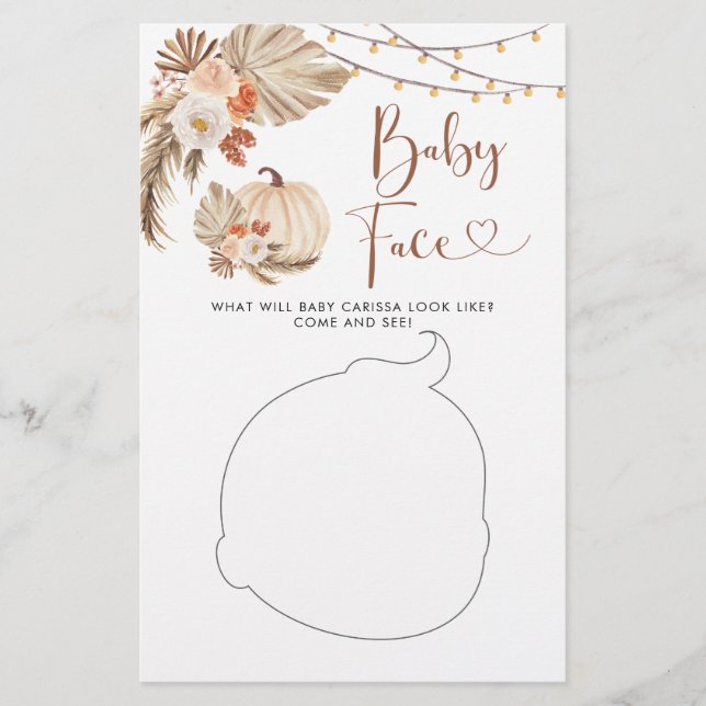 Boho Rustic Pumpkin Fall Liebe Baby Face Card (Vorderseite)