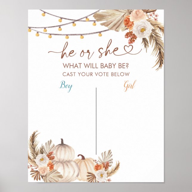 Boho Rustic Pumpkin Fall Voting Board Poster (Vorne)