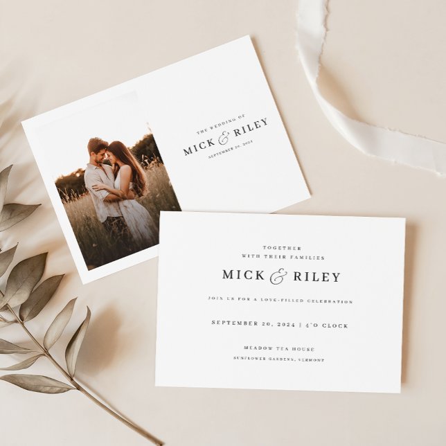 Boho Rustic Script Foto Budget Hochzeit Einladung (Von Creator hochgeladen)