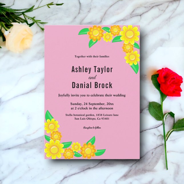 Boho Rustic Sonnenblume Blush Sommerblumenhochzeit Einladung (Von Creator hochgeladen)