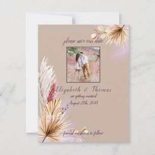Boho Rustic Summer Pampas Grass Wedding Save The Date