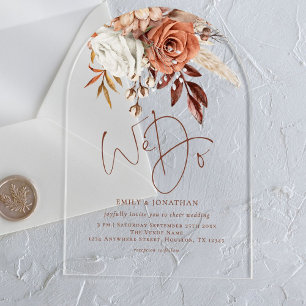 Boho Rustic Terracotta Florals Wedding Acryleinladungen