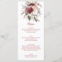 Boho Rustic Terracotta Peach Marsala Wedding Menu Menükarte