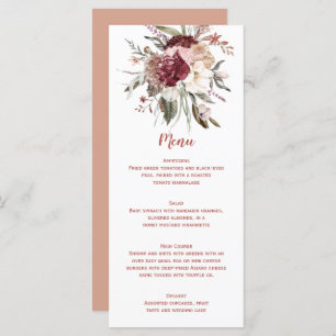 Boho Rustic Terracotta Peach Marsala Wedding Menu Menükarte