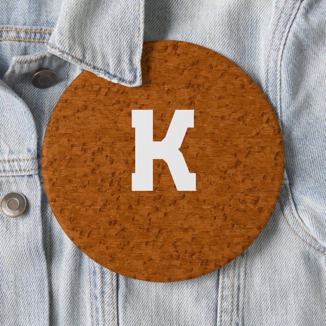 Boho Rustic Textured Wood braun personalisiert Button (Beispiel)
