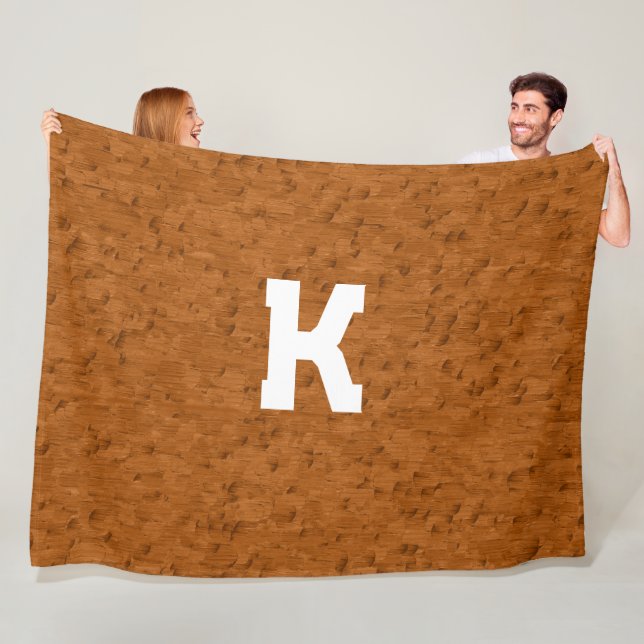 Boho Rustic Textured Wood braun personalisiert Fleecedecke (Beispiel)