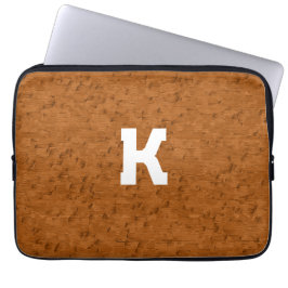 Boho Rustic Textured Wood braun personalisiert Laptopschutzhülle