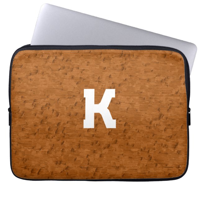 Boho Rustic Textured Wood braun personalisiert Laptopschutzhülle (Vorderseite)