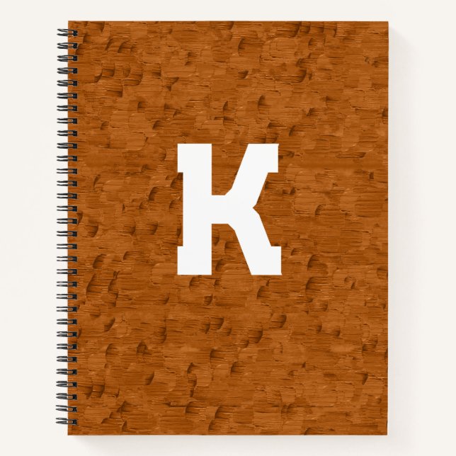 Boho Rustic Textured Wood braun personalisiert Notizbuch (Vorderseite)