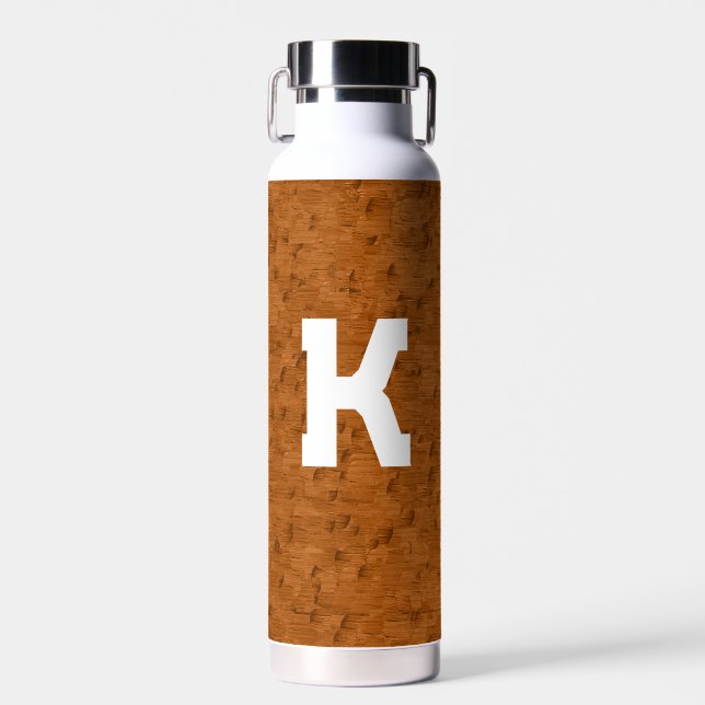 Boho Rustic Textured Wood braun personalisiert Trinkflasche (Vorne)
