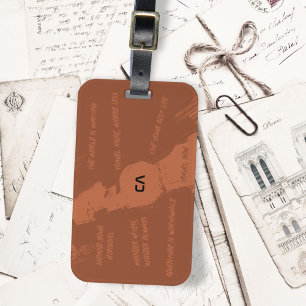 Boho Rustic Travel Quote Monogram Gepäckanhänger