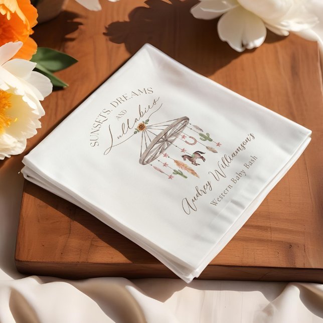 Boho Rustic Wagon Wheel Mobile Western Babydusche Serviette (Boho Rustic Wagon Wheel Mobile Western Baby Shower Napkins)