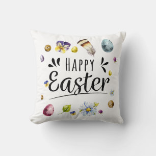 Boho Rustic Wasserfarbe Farbige Frohe Ostern Kissen