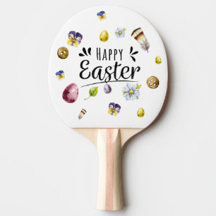 Boho Rustic Wasserfarbe Farbige Frohe Ostern Tischtennis Schläger