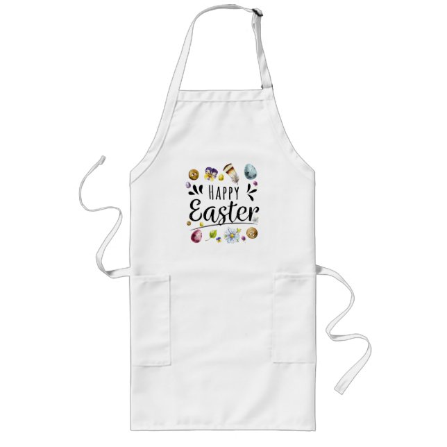 Boho Rustic Watercolor Farbenfrohe Ostern Lange Schürze (Vorne)