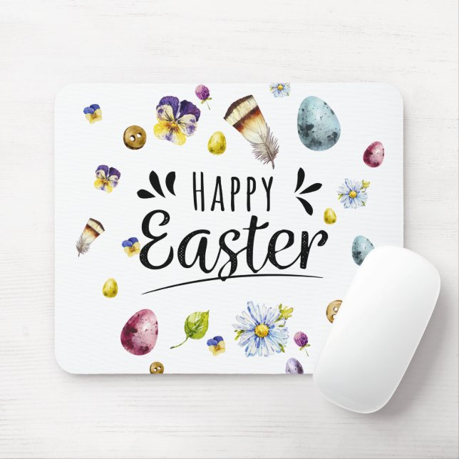 Boho Rustic Watercolor Farbenfrohe Ostern Mousepad (Mit Mouse)