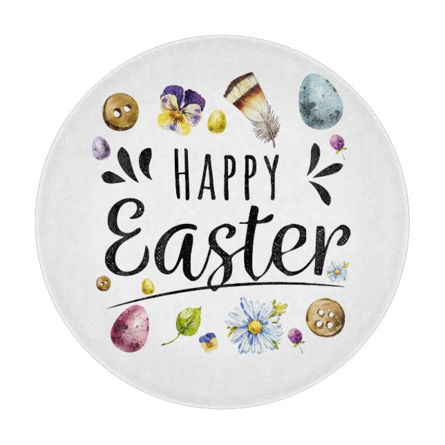 Boho Rustic Watercolor Farbenfrohe Ostern Schneidebrett (Vorderseite)