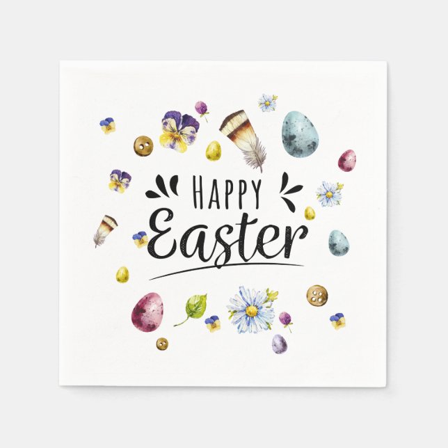 Boho Rustic Watercolor Farbenfrohe Ostern Serviette (Vorderseite)