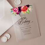 Boho Rustic Watercolor Floral 60. Geburtstagsparty Acryleinladungen<br><div class="desc">Diese wunderbar feminin und rustikal boho Stil 60. Geburtstag Party Acryl Einladung hat eine prächtige reiche Farbpalette in Terracotta, tiefer Pfirsich, bordeauxrot, lila, aquamarin und gelb. Die schönen botanischen Aquarellelemente haben eine naturinspirierte Bio Anziehungskraft und machen den einladenden Pop stilvoll. Elegante Kalligraphie-Skripte Zauber das Wort "Geburtstag" mit Flair. Personalisieren Sie...</div>