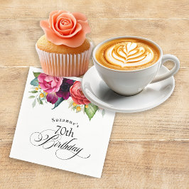 Boho Rustic Watercolor Floral 70. Geburtstagsparty Serviette