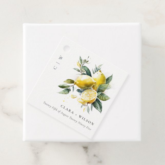 Boho Rustic Watercolor Yellow Lemon Garden Wedding Geschenkanhänger (Beispiel)