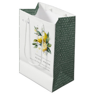 Boho Rustic Watercolor Yellow Lemon Garden Wedding Mittlere Geschenktüte