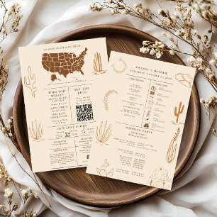 Boho Rustic Western Cowboy Wedding Info Graphic Einladung