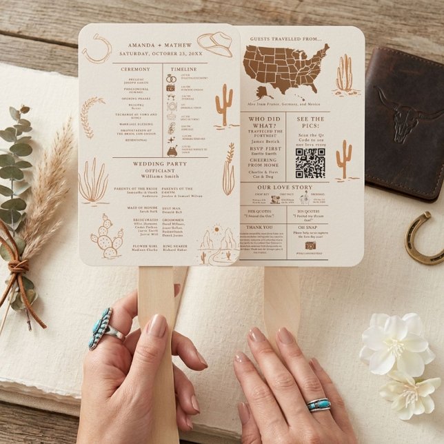 Boho Rustic Western Cowboy Wedding Info Graphic Fächer (Von Creator hochgeladen)