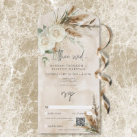 Boho Rustic White Roses & Pampas Wedding QR Code