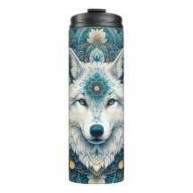 Boho Rustic White Wolf Mandala