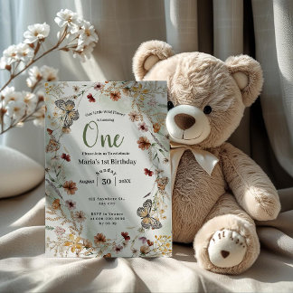 Boho Rustic Wildblume Floral Baby Geburtstag Einladung