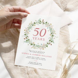 Boho Rustic Wildblumen 50. Hochzeitstag Einladung
