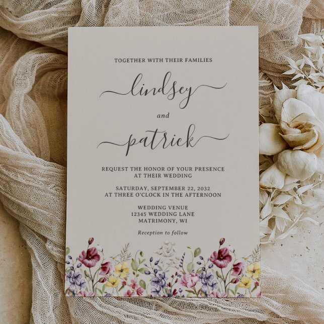 Boho Rustic Wildblumen Hochzeit Einladung (Von Creator hochgeladen)