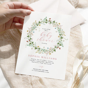 Boho Rustic Wildblumen Kinderdusche Einladung