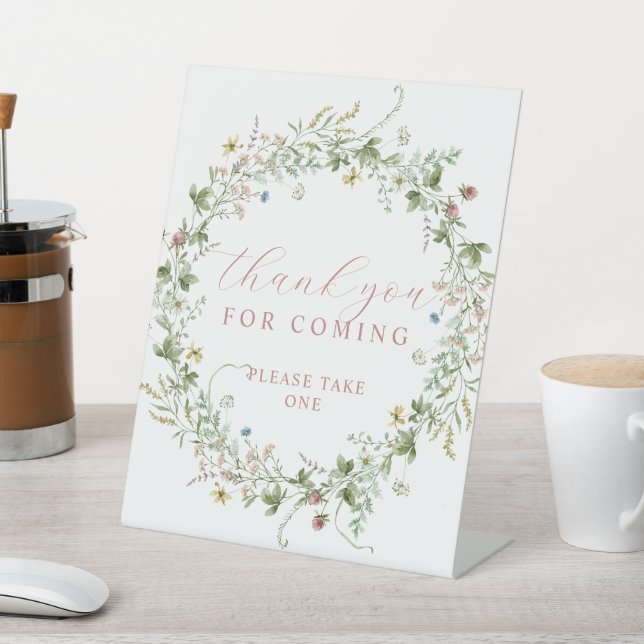 Boho Rustic Wildblumen Vielen Dank für Ihr Kommen Sockelschild (In SItu)