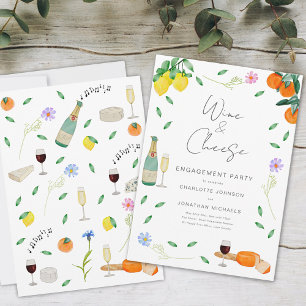 Boho Rustic Wine and Chese Engagement Party Einladung