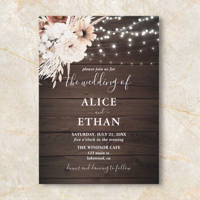 Boho Rustic Wood Fall Blume Hochzeit Einladung (Von Creator hochgeladen)
