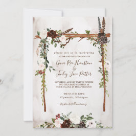 Boho Rustic Wood & Floral Arch Canopy Hochzeit Einladung