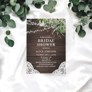 Boho Rustic Wood Greenery Bridal Dusche Einladung