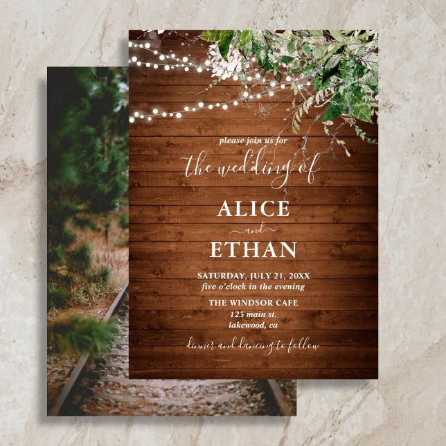 Boho Rustic Wood Greenery Einladung Hochzeit (Von Creator hochgeladen)