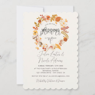 Boho-Rustikal-Blumen-Herbst-Hochzeit-Duschparty Einladung