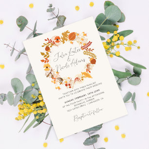 Boho Rustikal Blumen Herbst Wasserfälle Foto Hochz Einladung