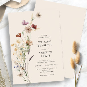 Boho-Rustikal-Blumen-Hochzeit Einladung