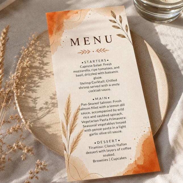 Boho-Rustikal-Erdfarbene-Terrakotta-Hochzeit Menükarte (Von Creator hochgeladen)