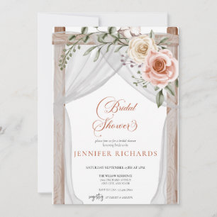 Boho Rustikal Vintage-Rosen-Junggesellinnen-Absc Einladung