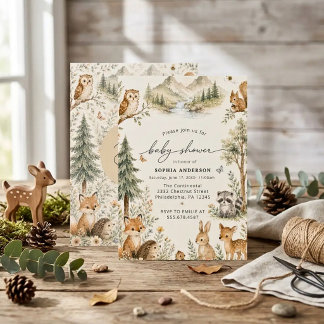 Boho-rustikale Abenteuer-Wald-Babyparty Einladung