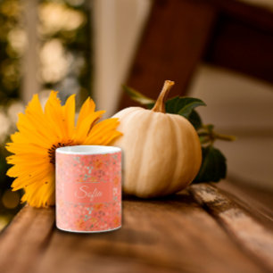 Boho rustikale Blume Aquarellmuster orange Kaffeetasse