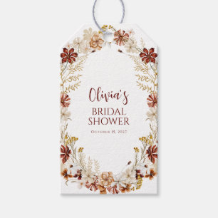 Boho Rustikale Florale Burgunder Brautparty Benutz Geschenkanhänger