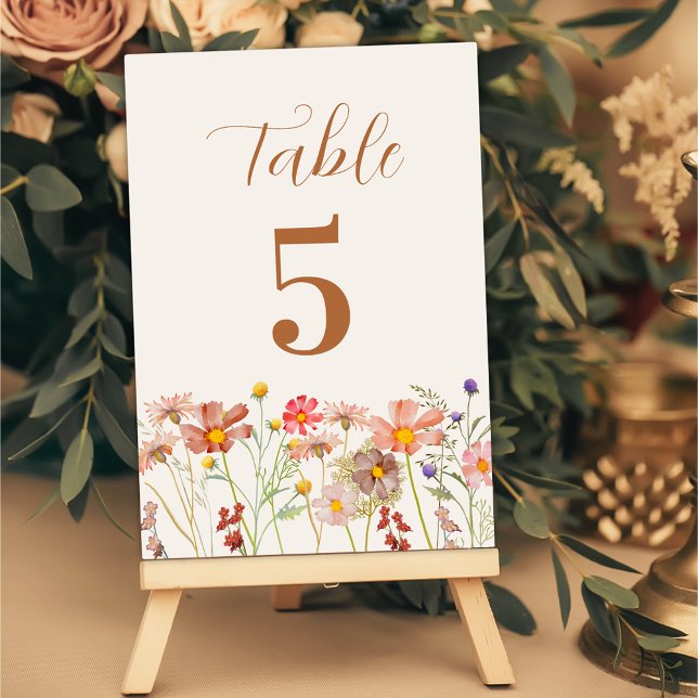 Boho-Rustikale Florale Herbst-Hochzeit Tischnummer (Elegant Boho rustic floral fall wedding table number beige Cream terracotta burnt orange watercolor)