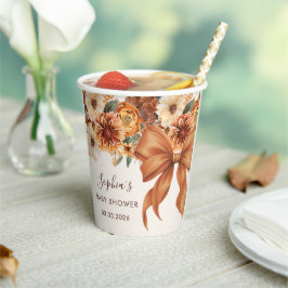 Boho Rustikale Herbst-Blumen-Baby-Party Pappbecher